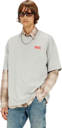 Diesel Cotton T-shirt with Diesel Biscotto print - T-Shirts - Man - Grey