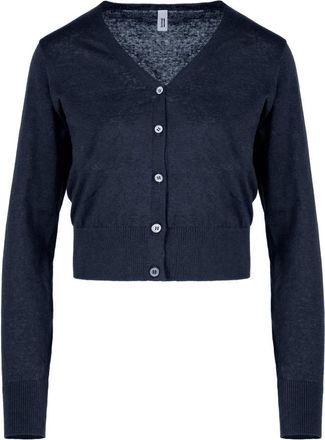 Bomboogie Cardigan in lino e cotone - - Knitwear - Donna - Blu - XL