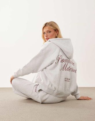 Six Stories Romantic Material - Maglione in jersey grigio con cappuccio e zip in coordinato
