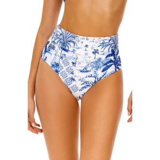 Agua Bendita Alicia Tales Reversible Bikini Bottoms in Blue/White Multicolor at Nordstrom Rack, Size Medium