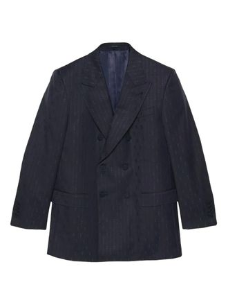 Gucci Horsebit striped wool jacket - men - Viscose/Wool - 50 - Blue