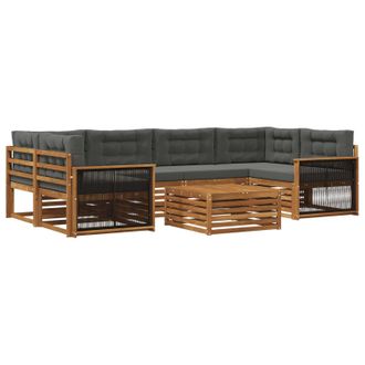 vidaXL Conjunto De Sof&aacute;s De Exterior 7 Uds. Natural Y Antracita Vidaxl