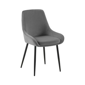 Clp Silla de comedor con reposapi&eacute;s en terciopelo gris oscuro