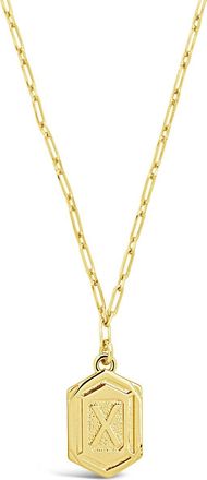 Sterling Forever Hexagon Tag Initial Necklace