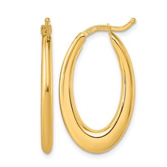 Diamond2Deal 14K Gold Polished 2.6mm Oval Shape Hoop Earrings