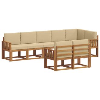 vidaXL Conjunto De Sof&aacute;s De Exterior Con Coj&iacute;n 8 Pcs Natural Y Beige Vidaxl