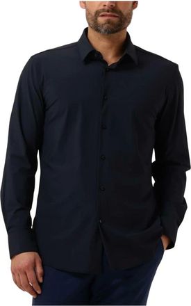 HUGO BOSS Overhemden, Heren, Blauw, L, Klassiek Donkerblauw Overhemd