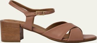 Aquatalia 55mm Domenica Leather Block-Heel Sandals