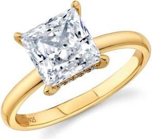 Crislu Princess Cut Cubic Zirconia Solitaire Ring in 18Kt Yellow Gold /Clear Stone at Nordstrom, Size 9