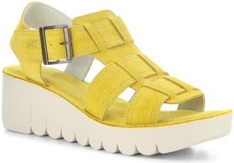 FLY London Yudd Platform Wedge Sandal in Yellow at Nordstrom, Size 10-10.5Us