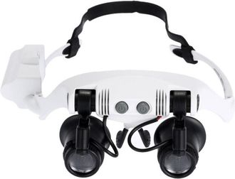 Trade Shop Trade Shop - Visiera Occhiali Lente Ingrandment Precision Con 2 Leds 4 Lenti Luce 9892gj-3a