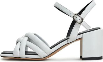 Cesare Gaspari Blokhak Sandalen Anaia - Dames - Sandalen met hakken - Wit - 40 EU - Leer - Schoenen