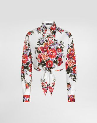 Dolce & Gabbana Flower Bouquet-print Cotton Shirt - Woman Shirts And Tops Multicolor 40