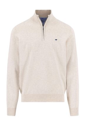 Fynch-Hatton Fynch-Hatton Mens TROYER HALF ZIP KNITWEAR NEW OFF WHITE - Beige Cotton - Size X-Large