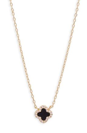 Argento Vivo Black Onyx Clover Pendant Necklace in Gold at Nordstrom
