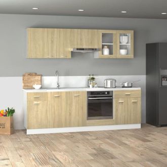 vidaXL Conjunto De Armarios De Cocina lyon De 8 Piezas De Madera De Ingenier&iacute;a De Roble Sonoma