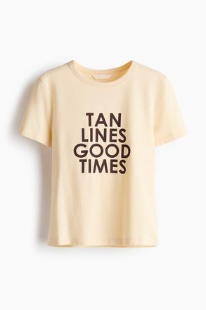 H&M Printed Viscose-blend T-shirt in Butter Yellow/tan Lines at Nordstrom, Size X-Large