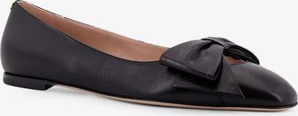 Valentino Garavani Womens Leather Ballerinas Bowow Black Ballerina Shoes