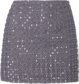 Rotate Womens Mini Skirt Beaded Castor Grey