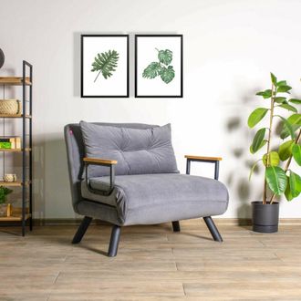 Dmora Sill&oacute;n Keoni, Reclinable Con Reposabrazos, Soporta Hasta 100 Kg, 60x78x78h Cm Gris