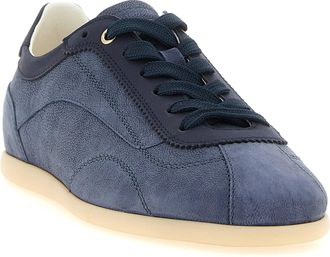 Brunello Cucinelli Mens Blue Calfskin Low Top Sneakers