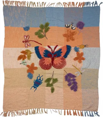 Creative Co-op Tufted & Embroidered Butterfly & Insect Woven Throw Blanket - 60 X 50 In Multi