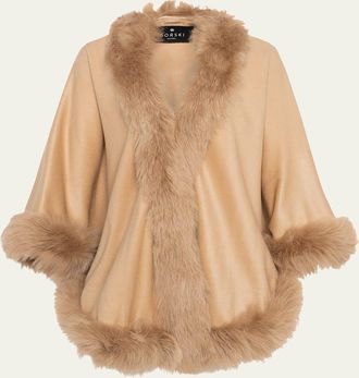 Gorski Cashmere Cape with Toscana Shearling Lamb Trim