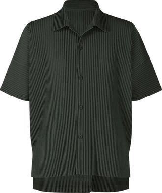 Issey Miyake Maandelijkse Kleuren: Augustus Shirt - Heren - Korte mouwen Overhemden - Grijs - M - Polyester - Overhemden