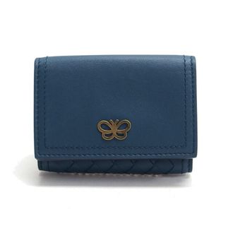 Bottega Veneta Butterfly Dark Blue Leather Wallet (Tri-Fold) (Pre-Owned)
