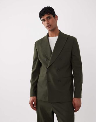 Asos Blazer da abito doppiopetto regular fit verde oliva