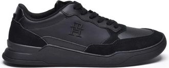 Tommy Hilfiger Schoenen, Heren, Zwart, 40 EU, Leer, Elevated Cupsole Sneakers