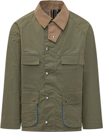 Barbour Green Solid Shirt Collar Jacket