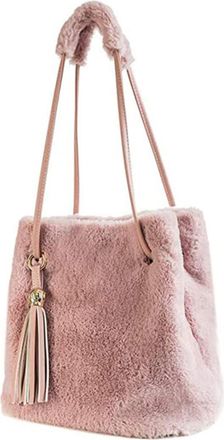 Vosarea Womens Plush Bucket Bag One Shoulder Crossbody Tote All Match Soft Fur Handbag Casual Shoulder Bag