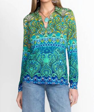 Johnny Was Janie Favorite Collared Tee In Diomedes