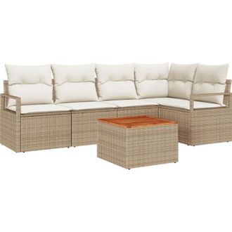 vidaXL Vidaxl - Garden Sofa Set with Cushion 6 pcs Beige Poly rattan