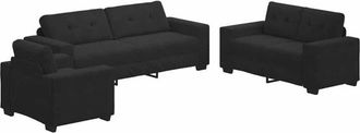 vidaXL Vidaxl - Juego De Sof&aacute; 3 Pcs Negro 221 X 78 X 80 Cm Terciopelo