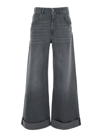 AG - Adriano Goldschmied Grey Jeans With Belt Loops And Logo Patch On The Back In Denim Woman