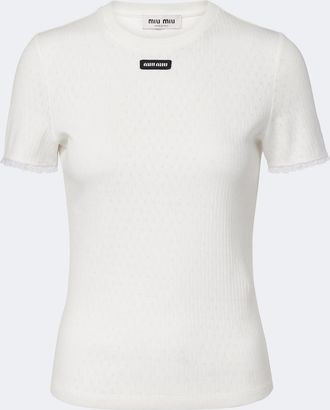 Miu Miu Pointelle cotton T-shirt