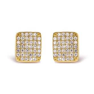 House of Brilliance 14K Yellow Gold 1/2 Ct Diamond Square Shaped Composite Cluster Stud Earrings at Nordstrom