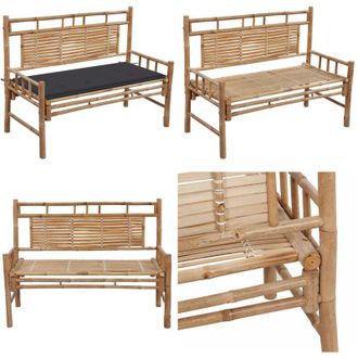 vidaXL Panca da Giardino con Cuscino 120 cm in Bamb&ugrave; - Panca esterna - Cuscino impermeabile