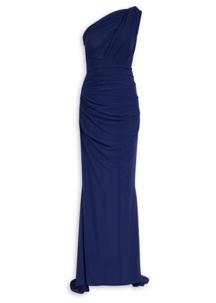 Talbot Runhof Gathered Stretch-mesh Maxi Dress - Dark Blue - 42 (UK16 / XL)