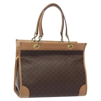 Celine Vintage Macadam Handbag Canvas And Leather Brown Canvas Handbag (Pre-Owned)