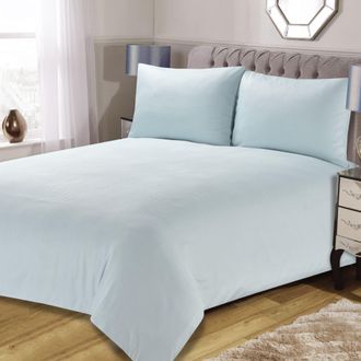 Lewis's Cassandra Dotty Waffle Duvet Set - Duck Egg - Double | TJ Hughes