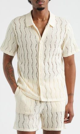 MAVRANS Oceanside Knit Button-Up Shirt in Beige at Nordstrom, Size X-Large