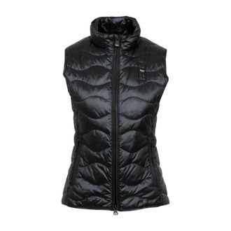 Blauer Vests, female, Black, Size: XS Check Pattern Water Repellent Jacket