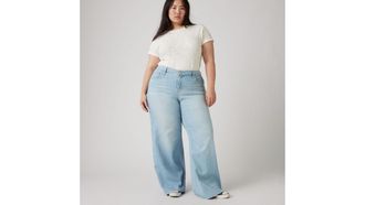 Levi's 318 Shaping Wide Leg Jeans (Plus Size) - Womens - 14L - Light Wash / Tall Glass Of Water Plus