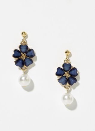 Simons Womens Flower and pearl earrings