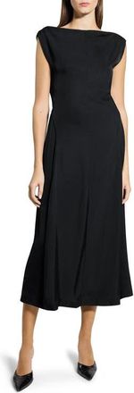 Theory Boat Neck Midi Dress in Black at Nordstrom, Size 00