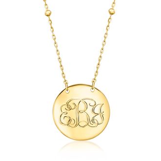Canaria Canaria Italian 10kt Yellow Gold Plain Disc and Bead Station Necklace