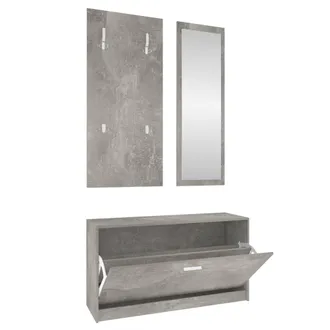vidaXL Vidaxl - Set Mueble Zapatero 3 En 1 Madera Contrachapada Gris Hormig&oacute;n